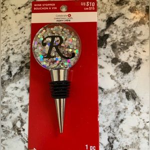 Monogrammed Glitter Wine Stopper letter R